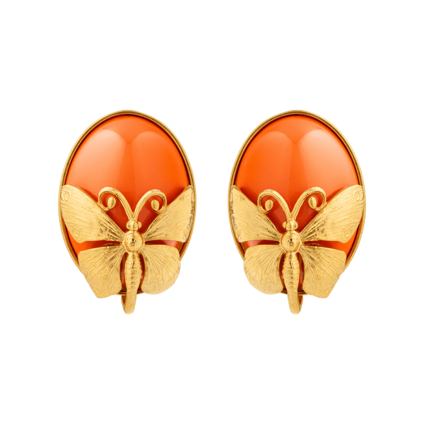 Sonia Petroff Farfalla Button Earings Orange