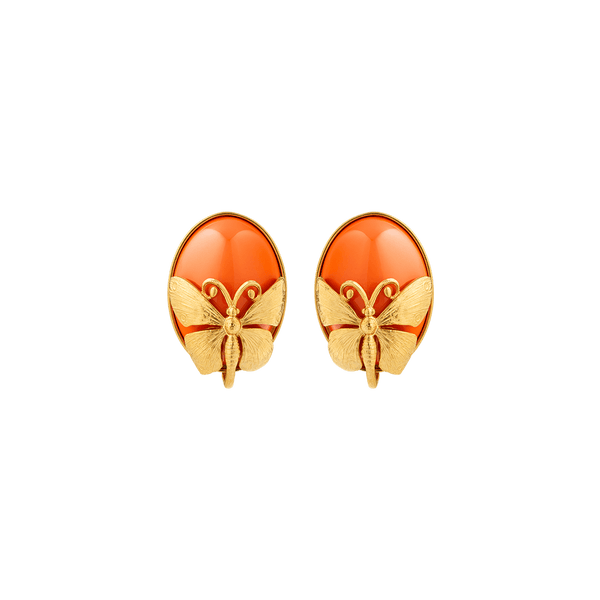 sonia petroff Farfalla Button Earings Orange