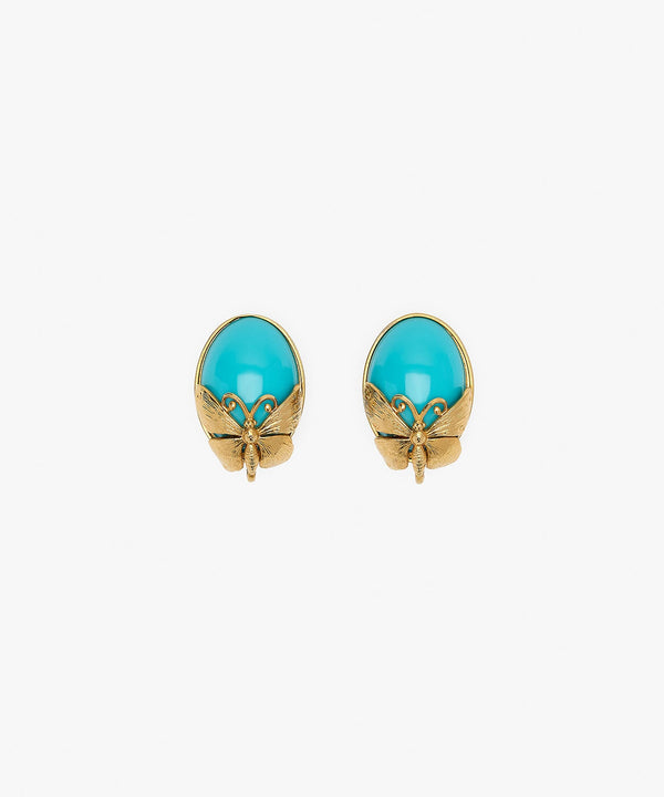 sonia petroff Farfalla Button Earings Turquoise