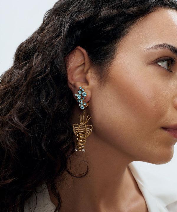 Sonia Petroff Lobster Clip Earrings Blue