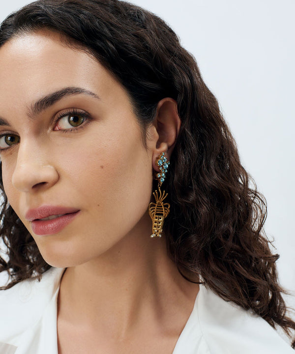 Sonia Petroff Lobster Clip Earrings Blue