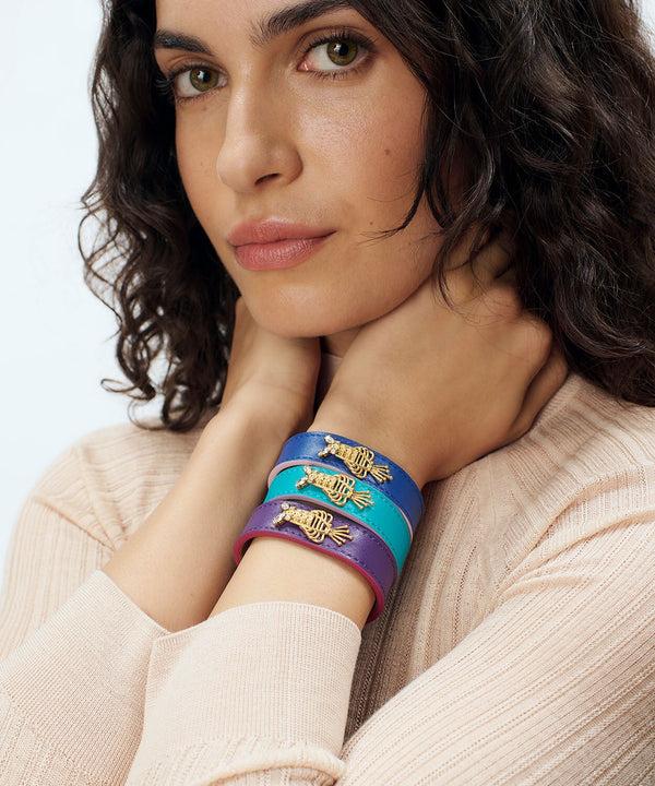 Sonia Petroff Lobster Leather Bracelet Blue