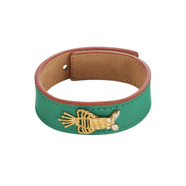 sonia petroff Lobster Leather Bracelet Green