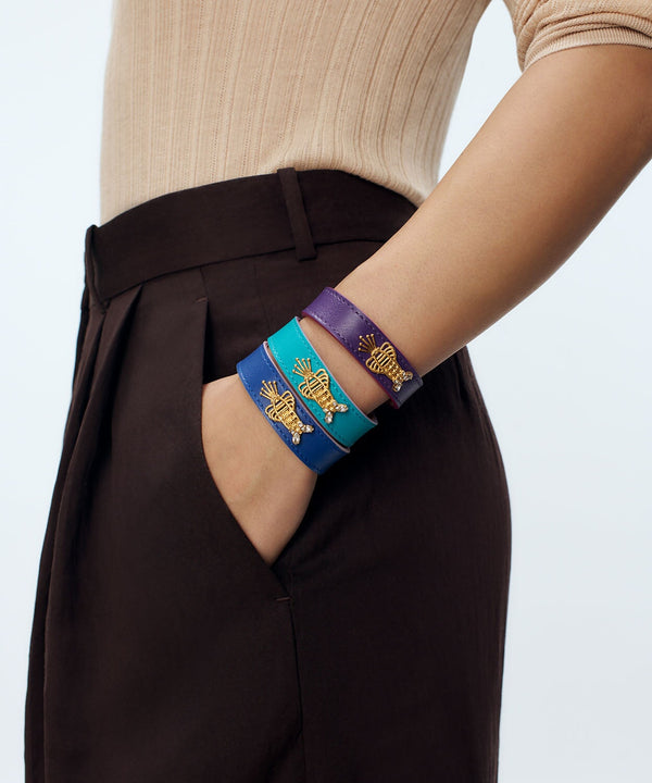 Sonia Petroff Lobster Leather Bracelet Purple