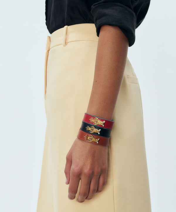 Sonia Petroff Lobster Leather Bracelet Red