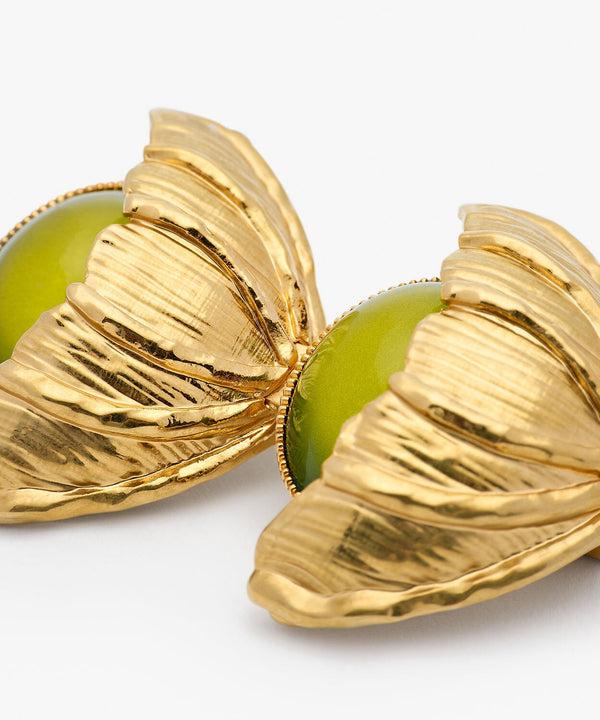 Sonia Petroff Retro Flower Brooch Green