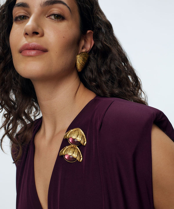 Sonia Petroff Retro Flower Brooch Purple