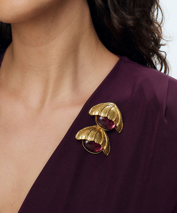 Sonia Petroff Retro Flower Brooch Purple