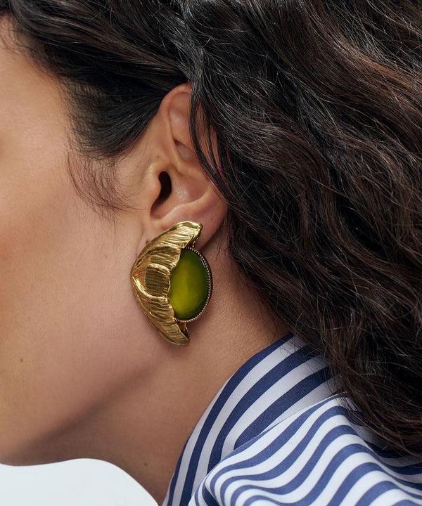 Sonia Petroff Retro Flower Earrings Green