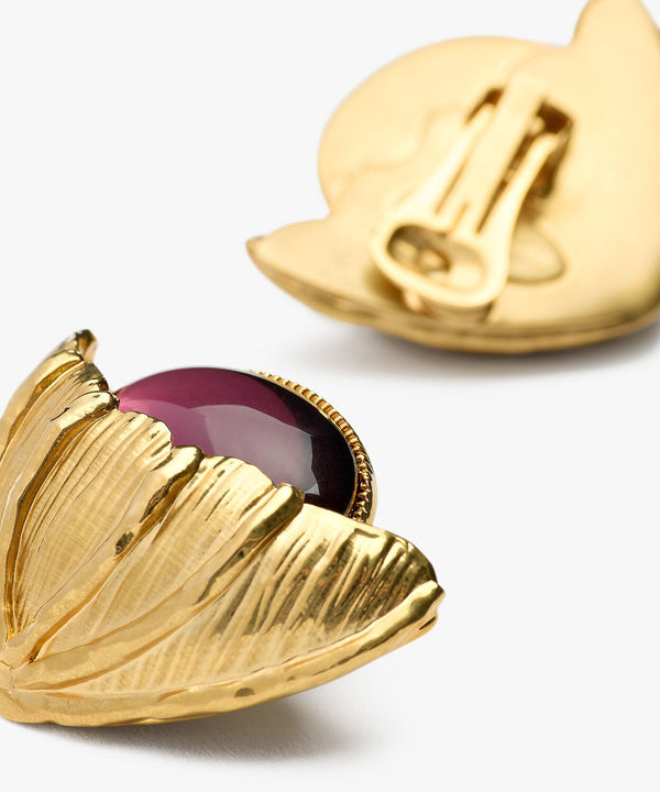 Sonia Petroff Retro Flower Earrings Purple