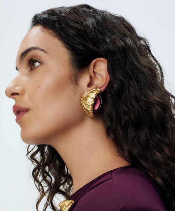 Sonia Petroff Retro Flower Earrings Purple