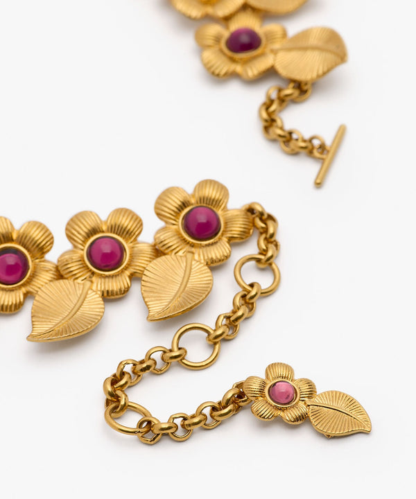 Sonia Petroff Retro Flower Necklace Purple