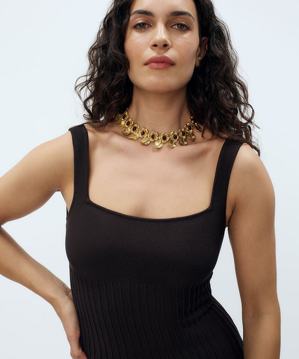 Sonia Petroff Retro Flower Necklace Purple