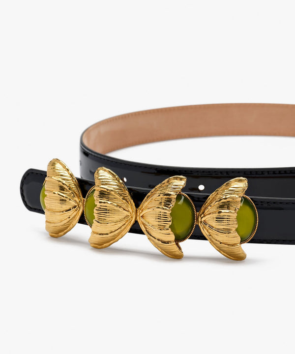 Sonia Petroff Retro Flower Patent Belt