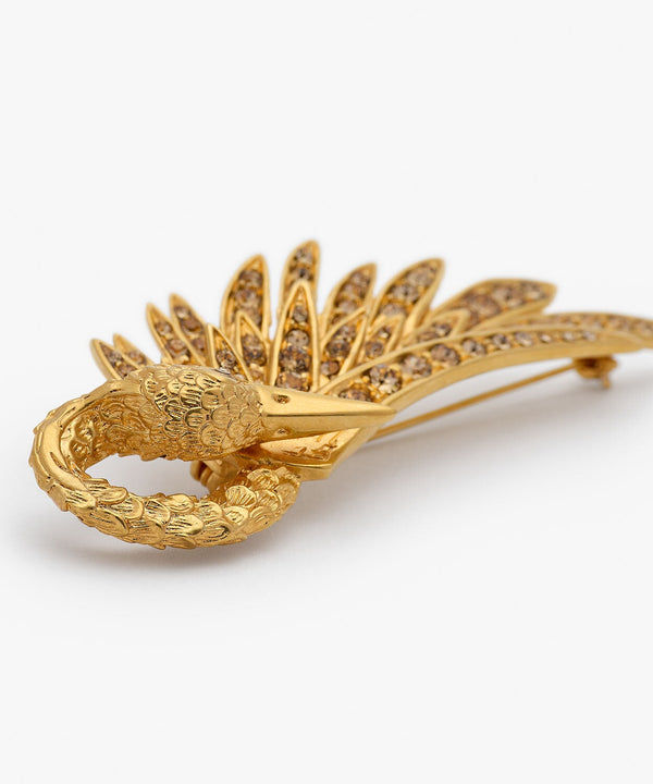 Sonia Petroff Swan Brooch Gold