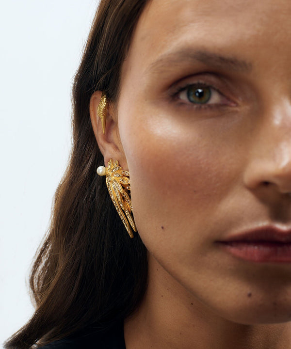 Sonia Petroff Swan Earrings Gold