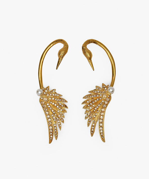 sonia petroff Swan Earrings Gold