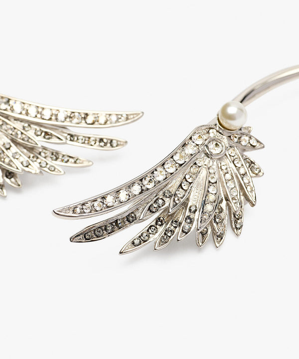 Sonia Petroff Swan Earrings Silver