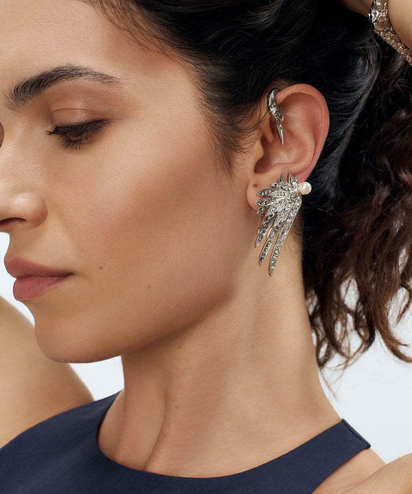 Sonia Petroff Swan Earrings Silver