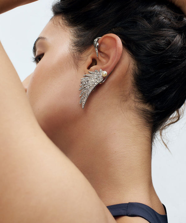 Sonia Petroff Swan Earrings Silver