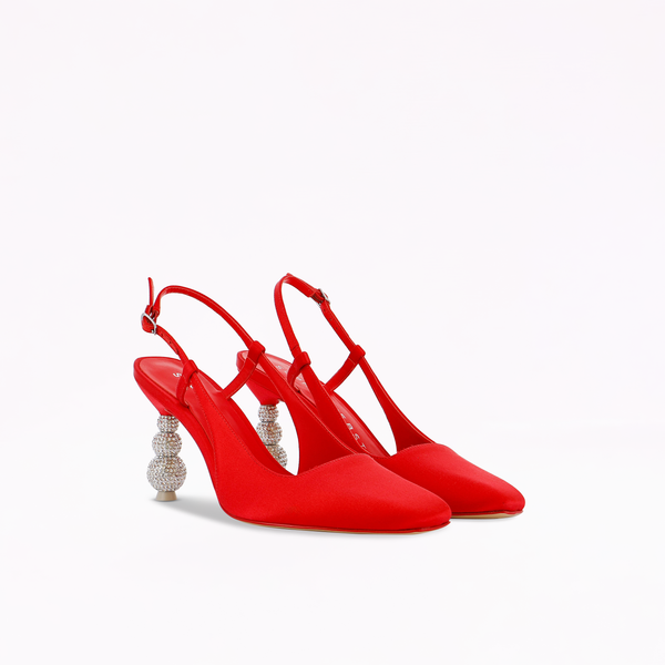Sophia Webster Natalia Crystal Mid Slingback Pump Big Apple Red