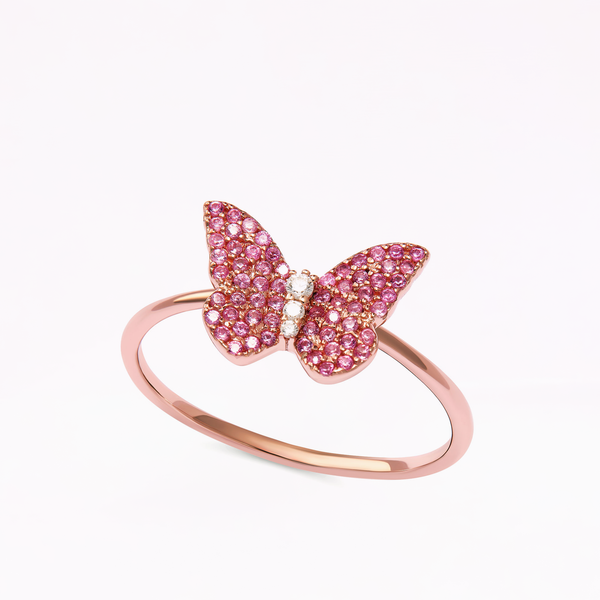 Sophia Webster Papillon 18K Rose Gold Cerise Classic Ring Rose Gold