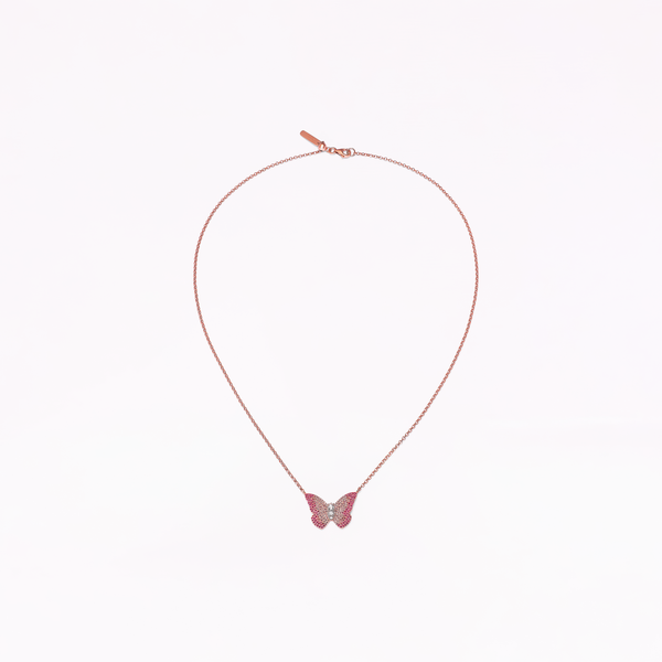 Sophia Webster Papillon 18K Rose Gold Cerise Pendant Necklace Rose Gold