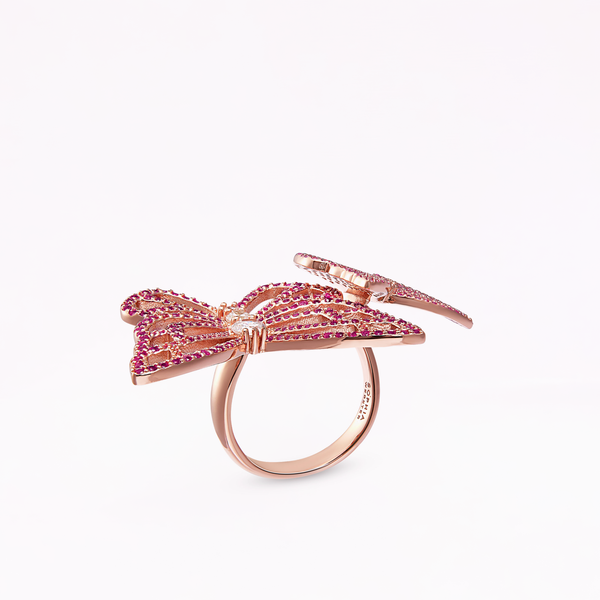 Sophia Webster Papillon 18K Rose Gold Cerise Statement Ring Rose Gold
