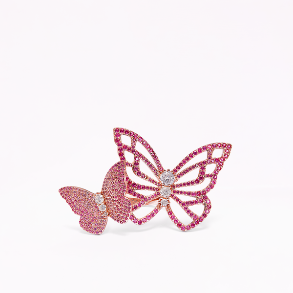 sophia webster Papillon 18K Rose Gold Cerise Statement Ring Rose Gold