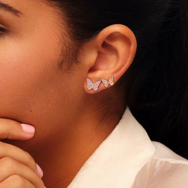 Sophia Webster Papillon 18K Rose Gold Cerise Stud Earrings Rose Gold