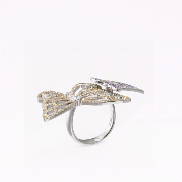 Sophia Webster Papillon Silver Violet Citrine Statement Ring Silver Violet