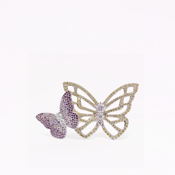 Sophia Webster Papillon Silver Violet Citrine Statement Ring Silver Violet