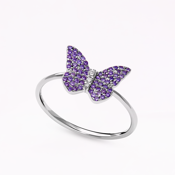 Sophia Webster Papillon Silver Violet Classic Ring Silver