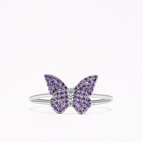 Sophia Webster Papillon Silver Violet Classic Ring Silver