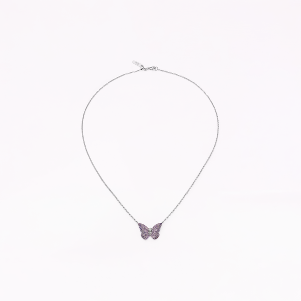 Sophia Webster Papillon Silver Violet Pendant Necklace Silver Violet