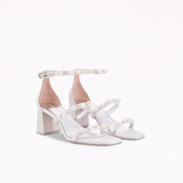 Sophia Webster Rosalind Pearl Mid Block Sandal Ivory