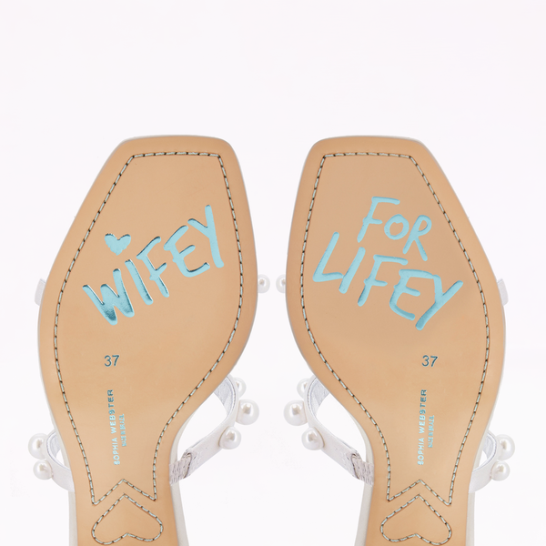 Sophia Webster Rosalind Pearl Mid Block Sandal Ivory