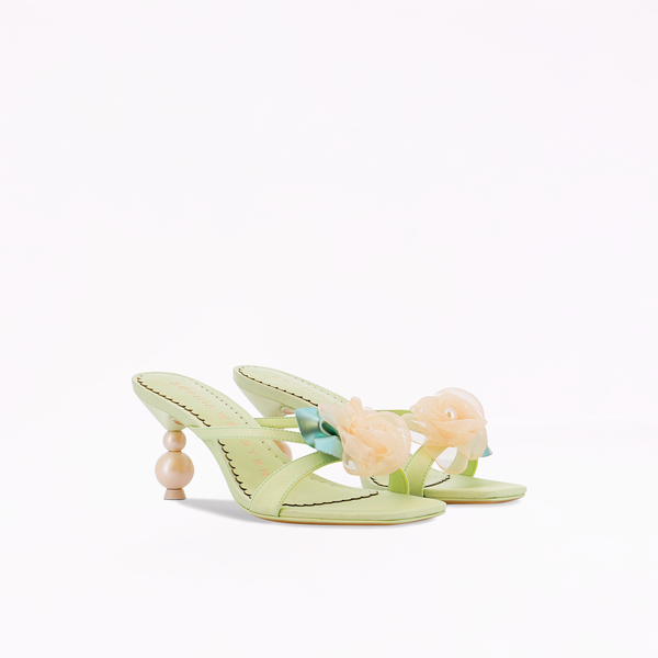 Sophia Webster Rosette Pearl Low Mule Pistachio Fancy