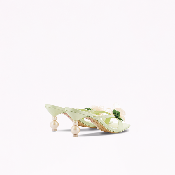 Sophia Webster Rosette Pearl Low Mule Pistachio Fancy