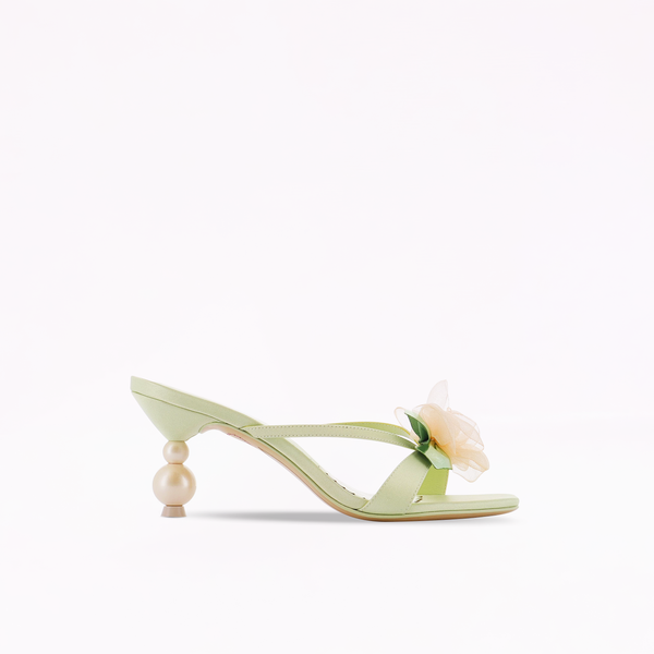 Sophia Webster Rosette Pearl Low Mule Pistachio Fancy