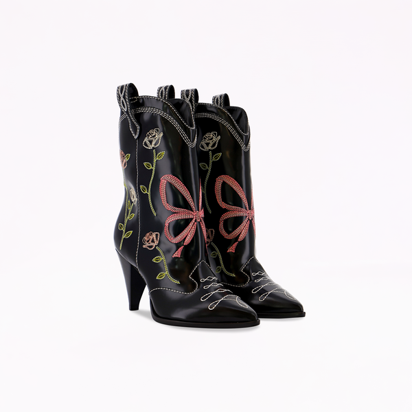 Sophia Webster Shelby Bow Mid Boot Black
