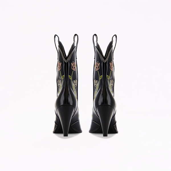 Sophia Webster Shelby Bow Mid Boot Black