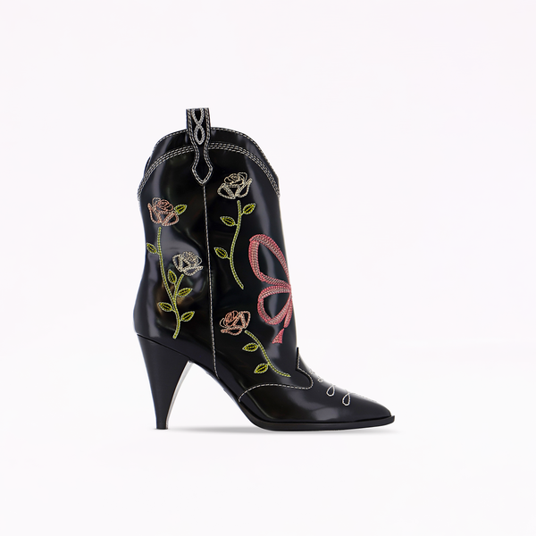 Sophia Webster Shelby Bow Mid Boot Black