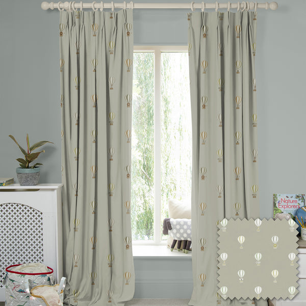Sophie Allport Bears & Balloons Mint Grey Made To Measure Curtains