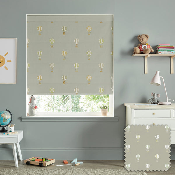 Sophie Allport Bears & Balloons Mint Grey Made To Measure Roman Blind