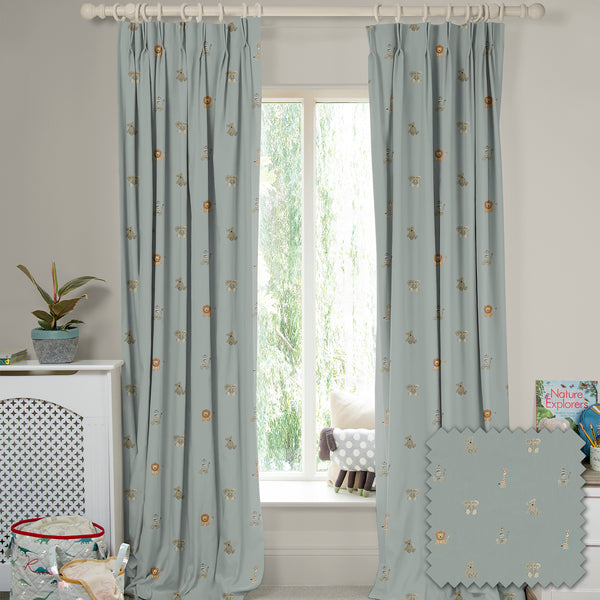 Sophie Allport Bears Sage Green Made To Measure Curtains