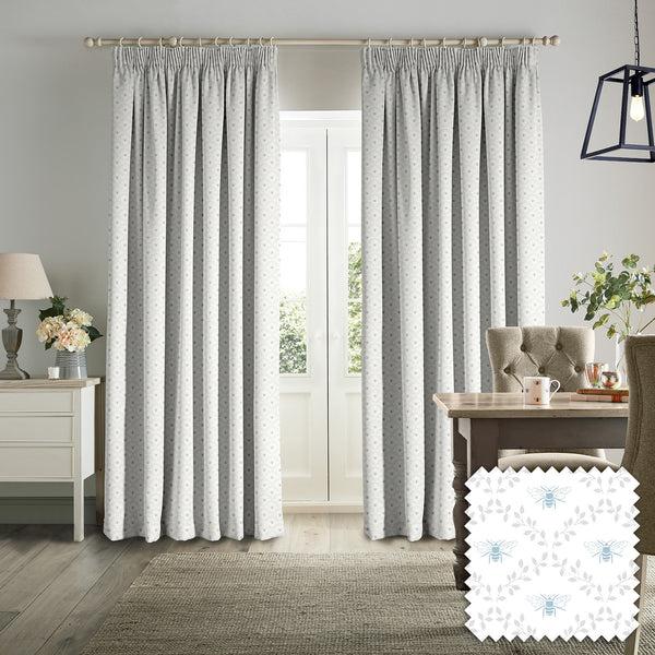 Sophie Allport Bees & Leaves White Made To Measure Curtains