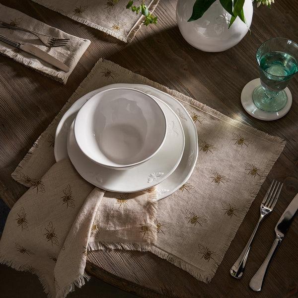 Sophie Allport Bees Linen Fringed Placemats (Set Of 2)