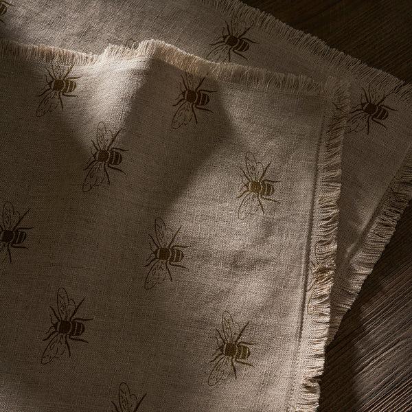Sophie Allport Bees Linen Fringed Placemats (Set Of 2)