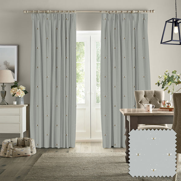 sophie allport Bees Pale Slate Made to Measure Curtains